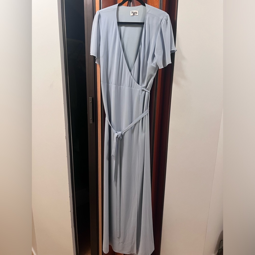 Show Me Your Mumu pastel blue wrap maxi dress in XL